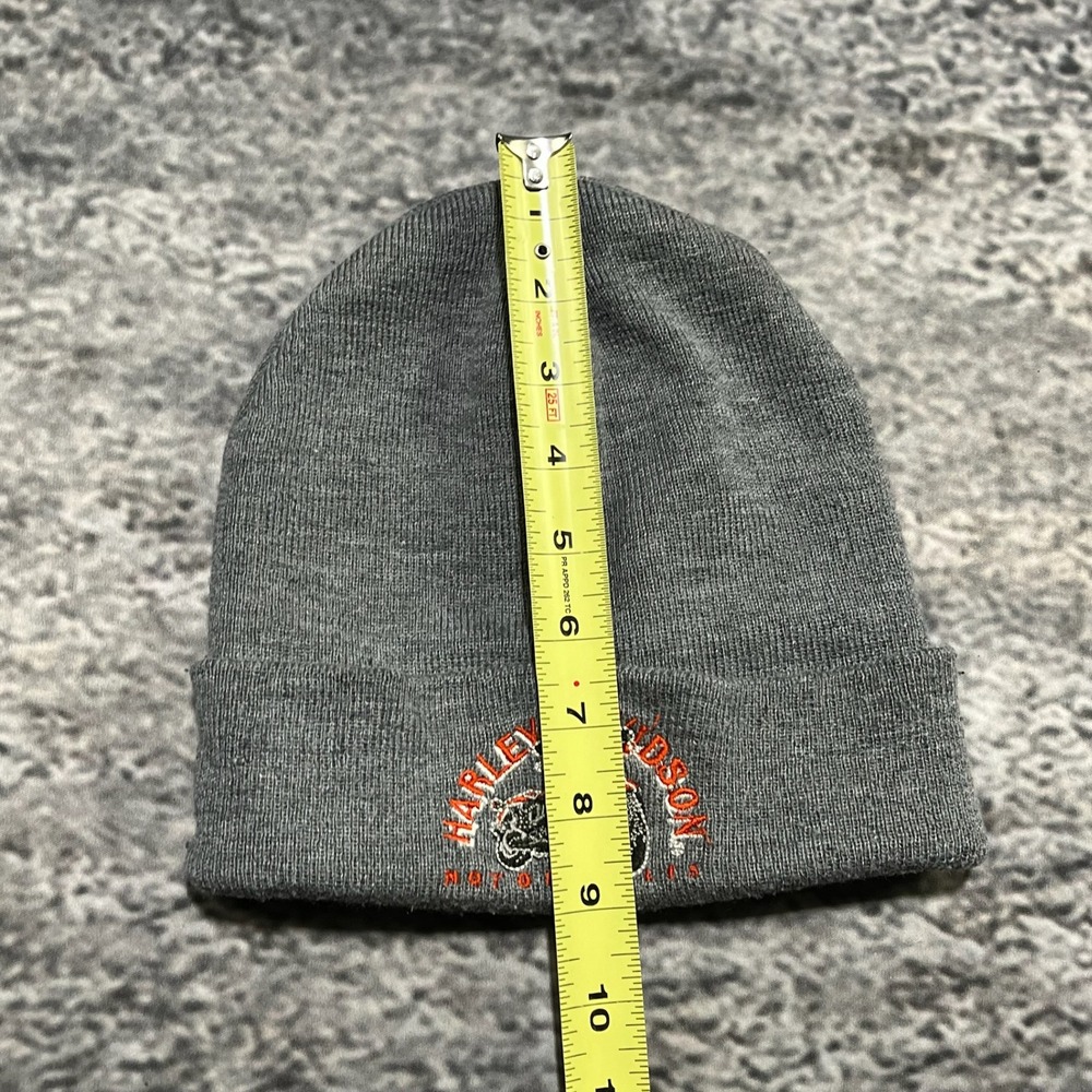 Vintage Harley Davidson Beanie Cap Gray Embroidered Logo Biker Motorcycle‎ - Picture 7 of 8